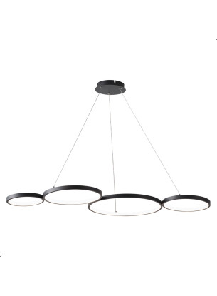 Pendente Moderno Led de Anéis Preto