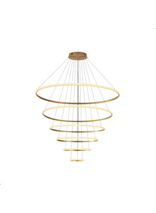 Lustre 6 Anéis Pendente Moderno Led Dourado 180w